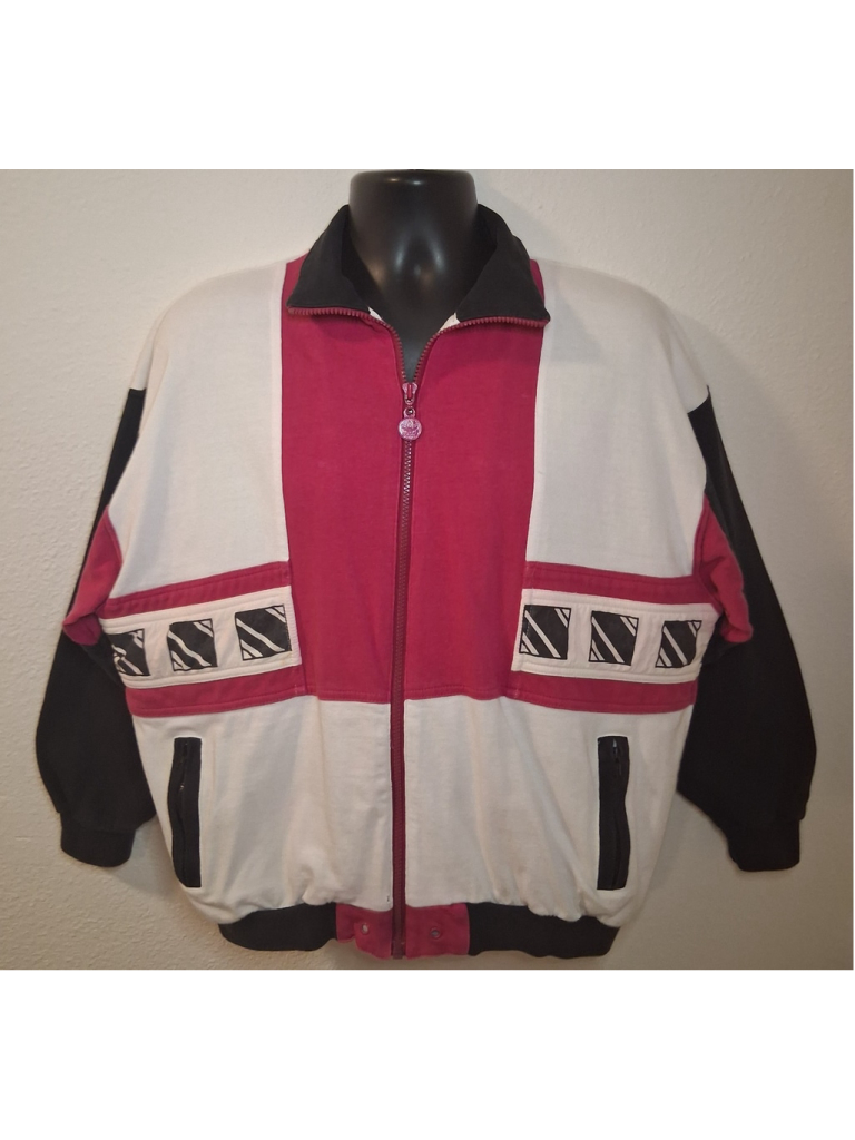 Vintage 80s 90s Adidas Men's Medium Cotton Bomber Track Jacket Colorblock *Read*